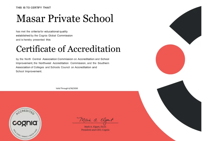 Accreditation Certificate - Masar Private School - 320059